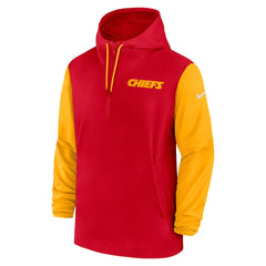 Kansas City Chiefs 2024/25 Sideline Pre-Game Player 1/2-Zip Hoodie Jacket Red/Gold