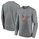 Houston Texans Icon Legend Performance Long Sleeve T-Shirt Heather Gray