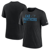 Carolina Panthers Overlap Lockup Tri-Blend T-Shirt Black