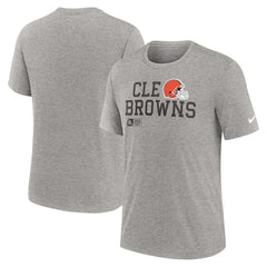 Cleveland Browns Overlap Lockup Tri-Blend T-Shirt Heather Gray