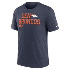 Denver Broncos Overlap Lockup Tri-Blend T-Shirt Navy