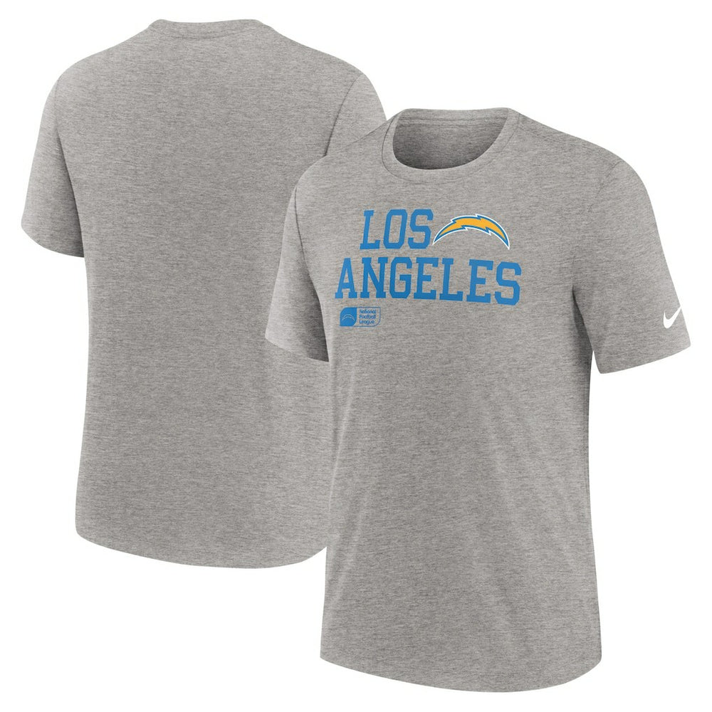 Los Angeles Chargers Overlap Lockup Tri-Blend T-Shirt Heather Gray