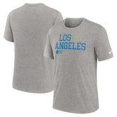 Los Angeles Chargers Overlap Lockup Tri-Blend T-Shirt Heather Gray