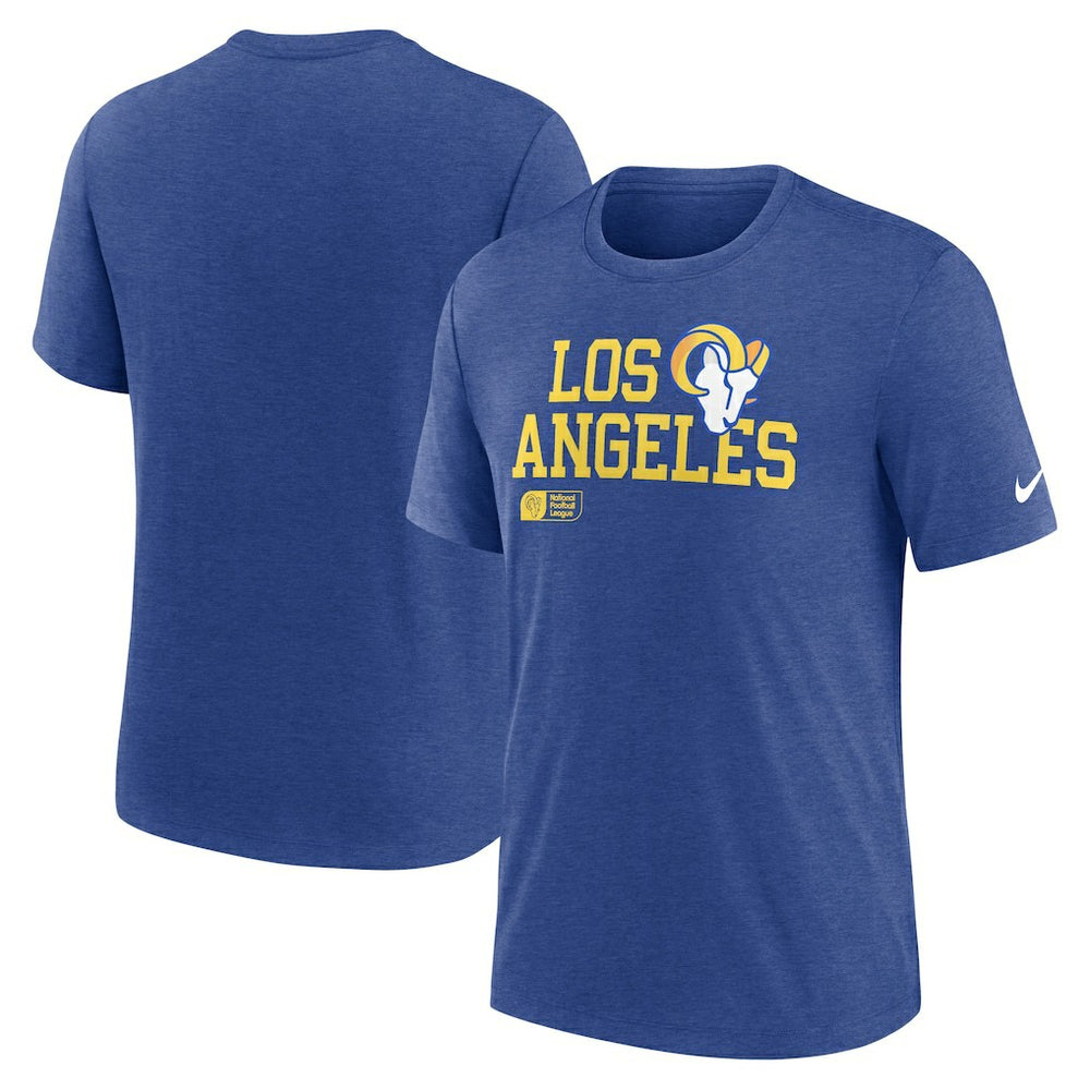 Los Angeles Rams Overlap Lockup Tri-Blend T-Shirt Royal