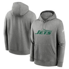 New York Jets Rewind Club Logo Pullover Hoodie Heather Gray