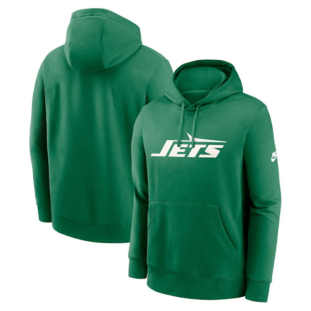 New York Jets Rewind Club Logo Pullover Hoodie Kelly Green