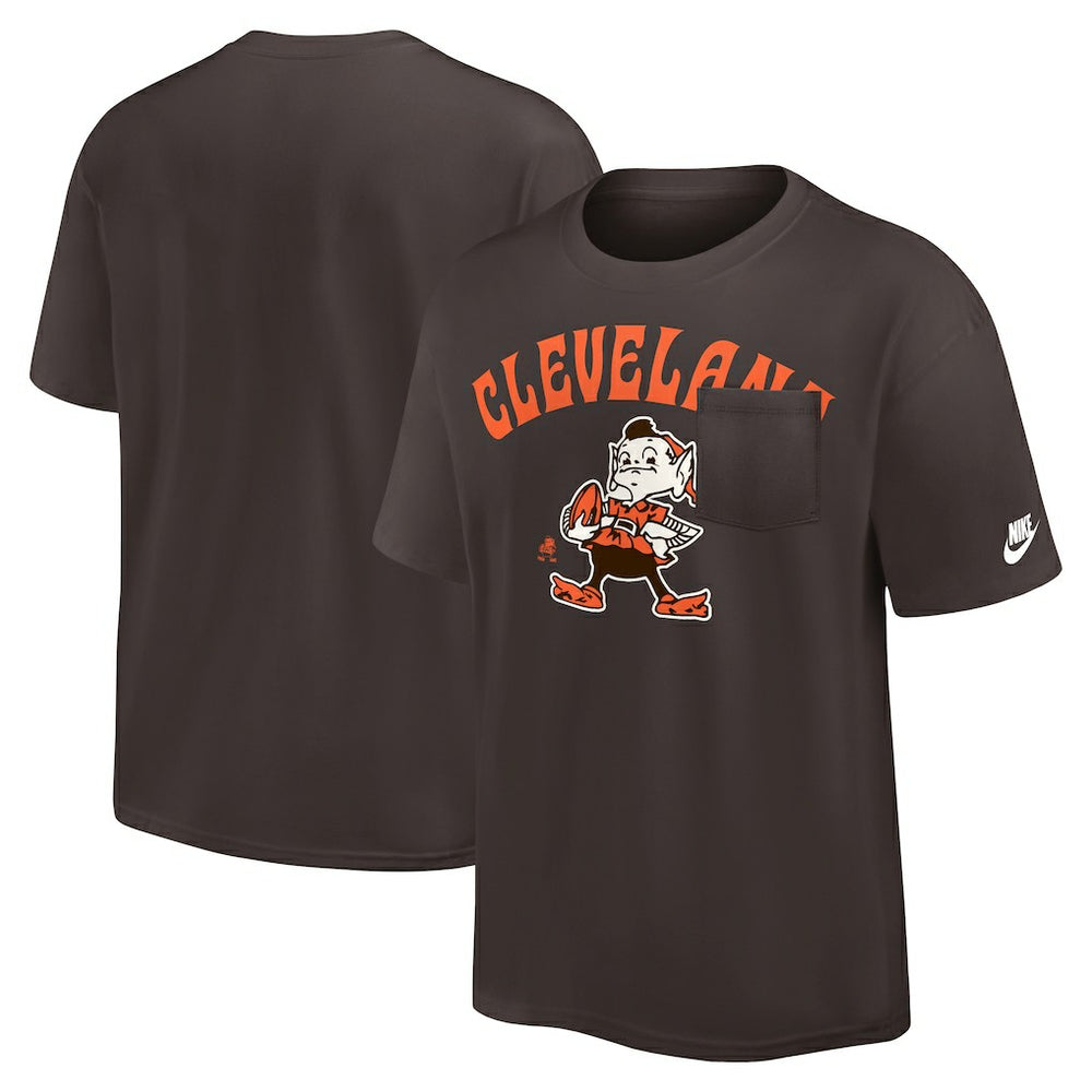Cleveland Browns Rewind Heavy Max90 Pocket T-Shirt Brown