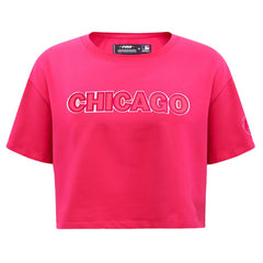 Chicago Cubs Pro Standard Women's Triple Pink Boxy Cropped T-Shirt - Pink T-shirts
