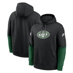 New York Jets Throwback Logo Club Tri-Blend Pullover Hoodie Black