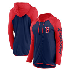 Boston Red Sox Fanatics Women's Script Sleeve Full-Zip Hoodie - Navy/Red Hoodies