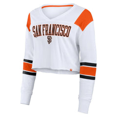 San Francisco Giants Fanatics Women's Stretch Cropped Fashion Long Sleeve T-Shirt - White T-shirts
