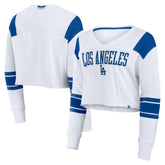 Los Angeles Dodgers Fanatics Women's Stretch Cropped Fashion Long Sleeve T-Shirt - White T-shirts