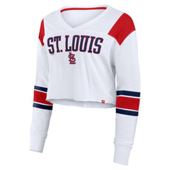 St. Louis Cardinals Fanatics Women's Stretch Cropped Fashion Long Sleeve T-Shirt - White T-shirts