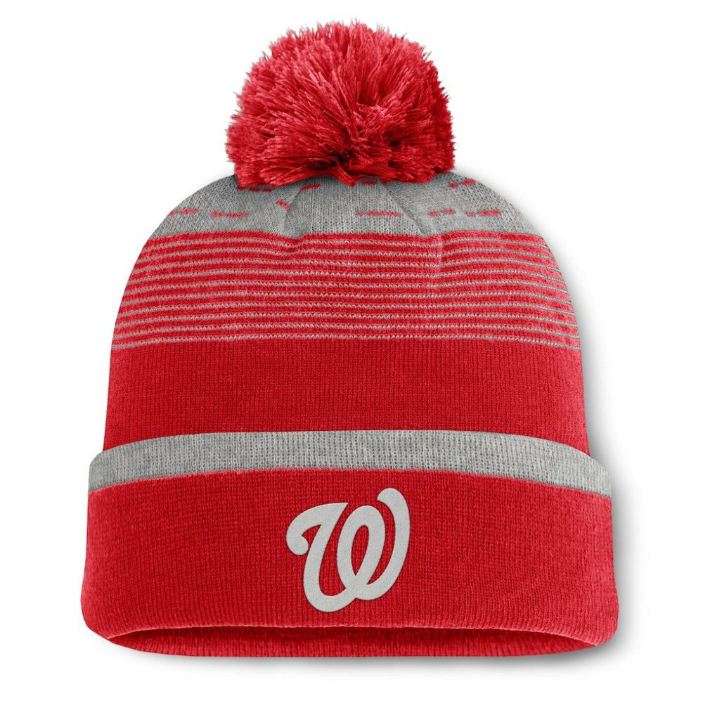 Washington Nationals Fanatics Fundamental Gradient Cuffed Knit Hat with Pom - Red Hats