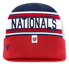 Washington Nationals Fanatics Fundamental Team Stripe Cuffed Knit Hat - Red Hats