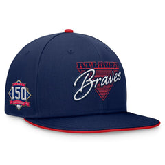 Atlanta Braves Fanatics Fundamental Tri-Script Fitted Hat - Navy Hats