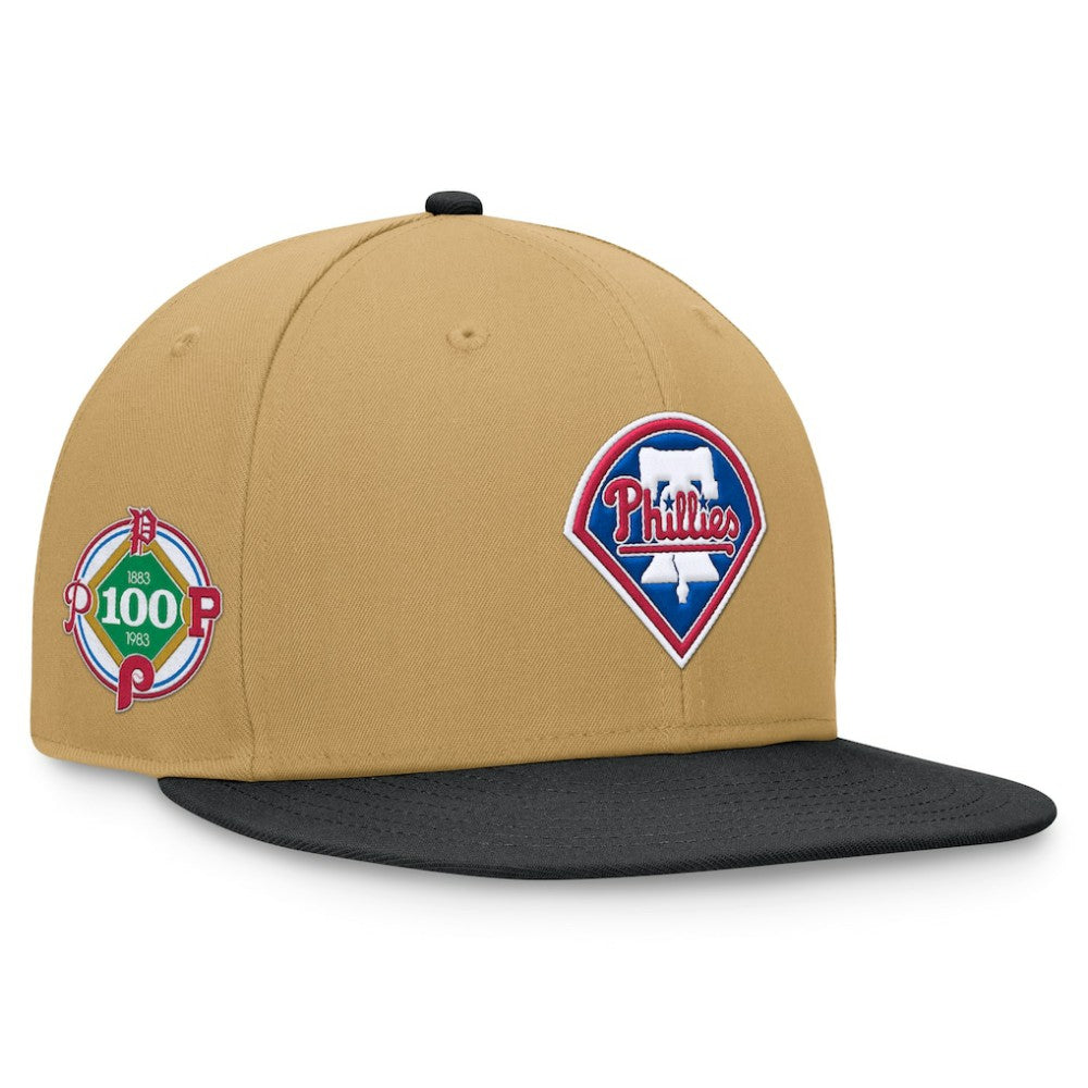 Philadelphia Phillies Fanatics Heritage Two-Tone Fitted Hat - Khaki/Black Hats