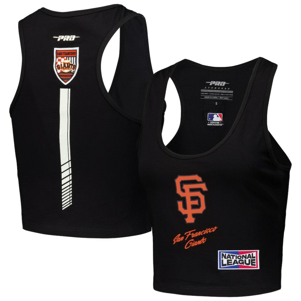 San Francisco Giants Pro Standard Women's Fast Lane Fitted Tri-Blend Cropped Tank Top - Black Tanks