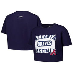 Atlanta Braves Pro Standard Women's Made To Play Boxy Cropped T-Shirt - Navy T-shirts