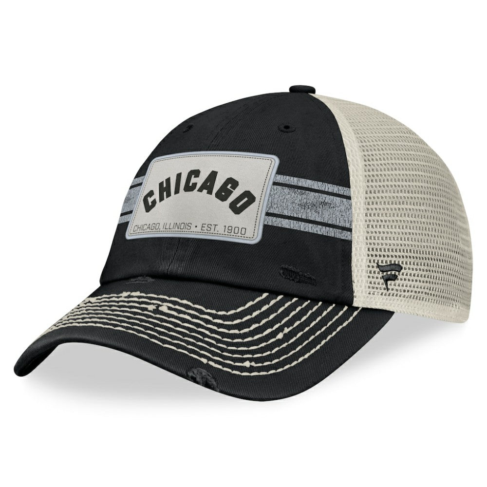 Chicago White Sox Fanatics Heritage Stripe Trucker Adjustable Hat - Black/Natural Hats