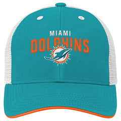 Miami Dolphins Youth Core Lockup Trucker Adjustable Hat Aqua