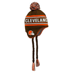 Cleveland Browns Youth Jacquard Tassel Knit Hat with Pom Brown