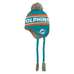 Miami Dolphins Preschool Jacquard Tassel Knit Hat with Pom Aqua