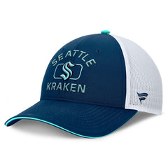 NHL Seattle Kraken Fanatics Authentic Pro Rink Trucker Hat - Deep Sea Blue/White