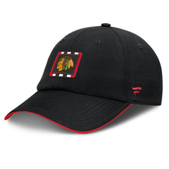 NHL Chicago Blackhawks Fanatics Authentic Pro Ripstop Adjustable Hat - Black/Red