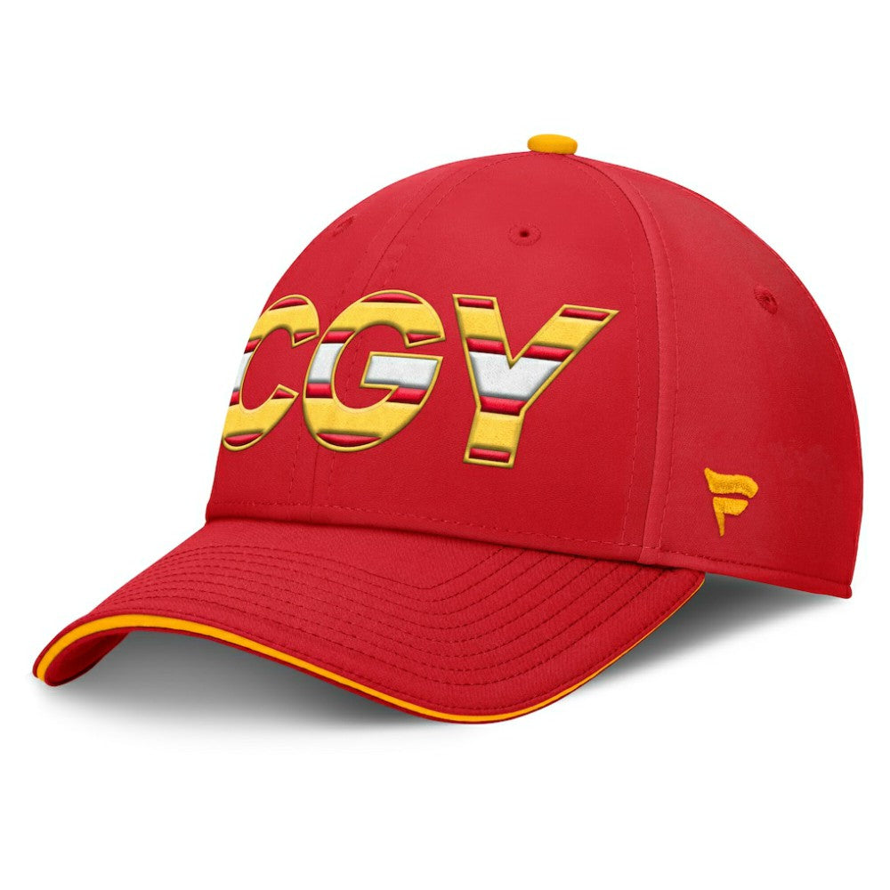 NHL Calgary Flames Fanatics Authentic Pro Rink Team Code Flex Hat - Red/Gold