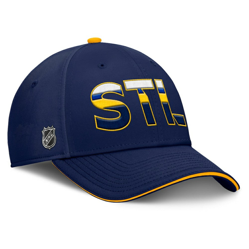 NHL St. Louis Blues Fanatics Authentic Pro Rink Team Code Flex Hat - Navy/Gold