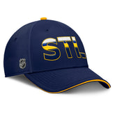 NHL St. Louis Blues Fanatics Authentic Pro Rink Team Code Flex Hat - Navy/Gold