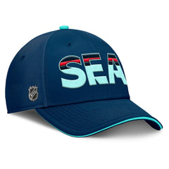 NHL Seattle Kraken Fanatics Authentic Pro Rink Team Code Flex Hat - Deep Sea Blue/Light Blue