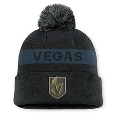 NHL Vegas Golden Knights Fanatics Women's Authentic Pro Rink Cuffed Knit Hat with Pom - Black/