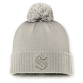 NHL Seattle Kraken Fanatics Women's Authentic Pro Road Cuffed Knit Hat with Pom - Tan