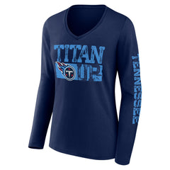 Tennessee Titans Hometown Sweep Long Sleeve V-Neck T-Shirt Navy