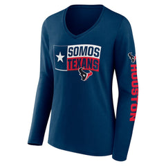 Houston Texans Hometown Sweep Long Sleeve V-Neck T-Shirt Navy