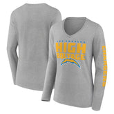 Los Angeles Chargers Hometown Sweep Long Sleeve V-Neck T-Shirt Heather Gray