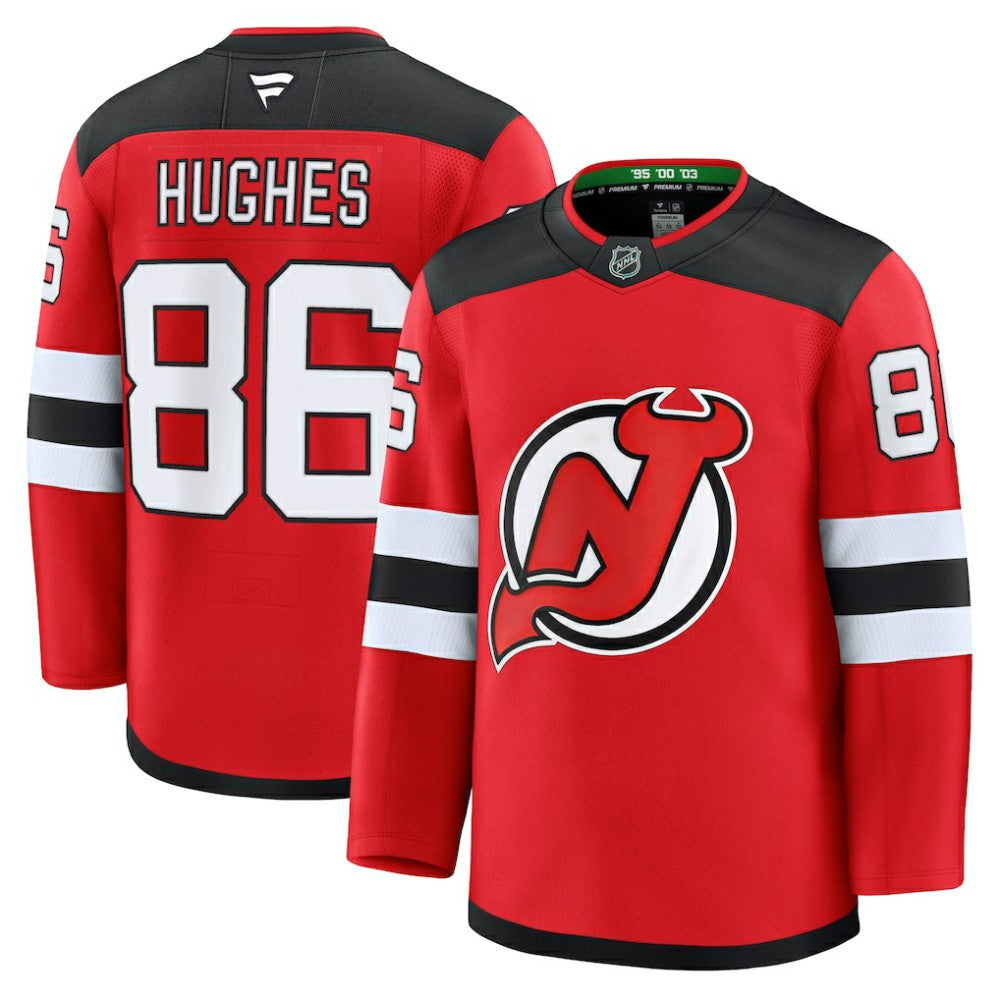 NHL Jack Hughes New Jersey Devils Fanatics Home Premium Jersey - Red