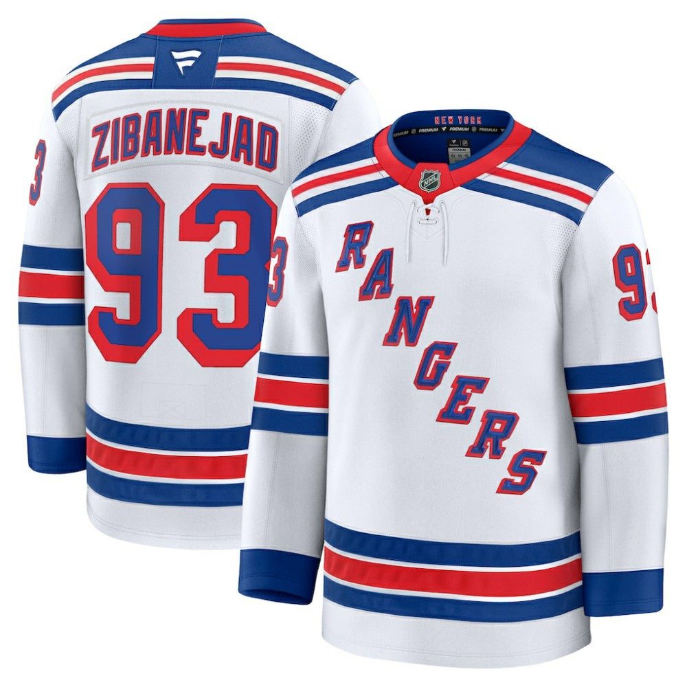 NHL Mika Zibanejad New York Rangers Fanatics Away Premium Jersey - White