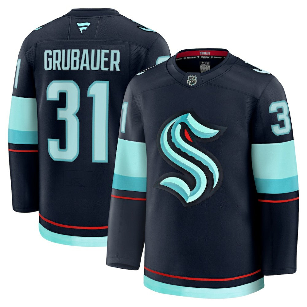 NHL Philipp Grubauer Seattle Kraken Fanatics Home Premium Jersey - Deep Sea Blue