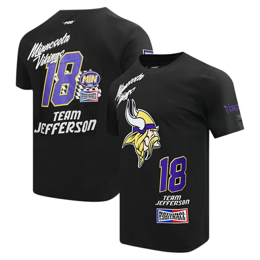 Justin Jefferson Minnesota Vikings Pro Standard Fast Lane Name & Number Player T-Shirt Black