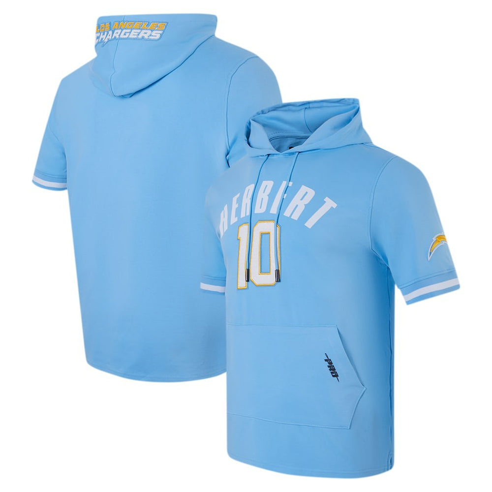 Justin Herbert Los Angeles Chargers Pro Standard Player Name & Number Hoodie T-Shirt Powder Blue