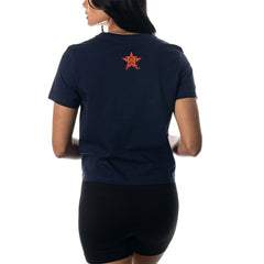 Houston Astros The Wild Collective Women's Twist Front T-Shirt - Navy T-shirts