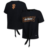 San Francisco Giants The Wild Collective Women's Twist Front T-Shirt - Black T-shirts