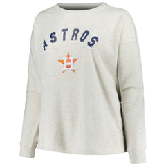 Houston Astros Profile Women's Plus Size French Terry Pullover Sweatshirt - Oatmeal Pullover