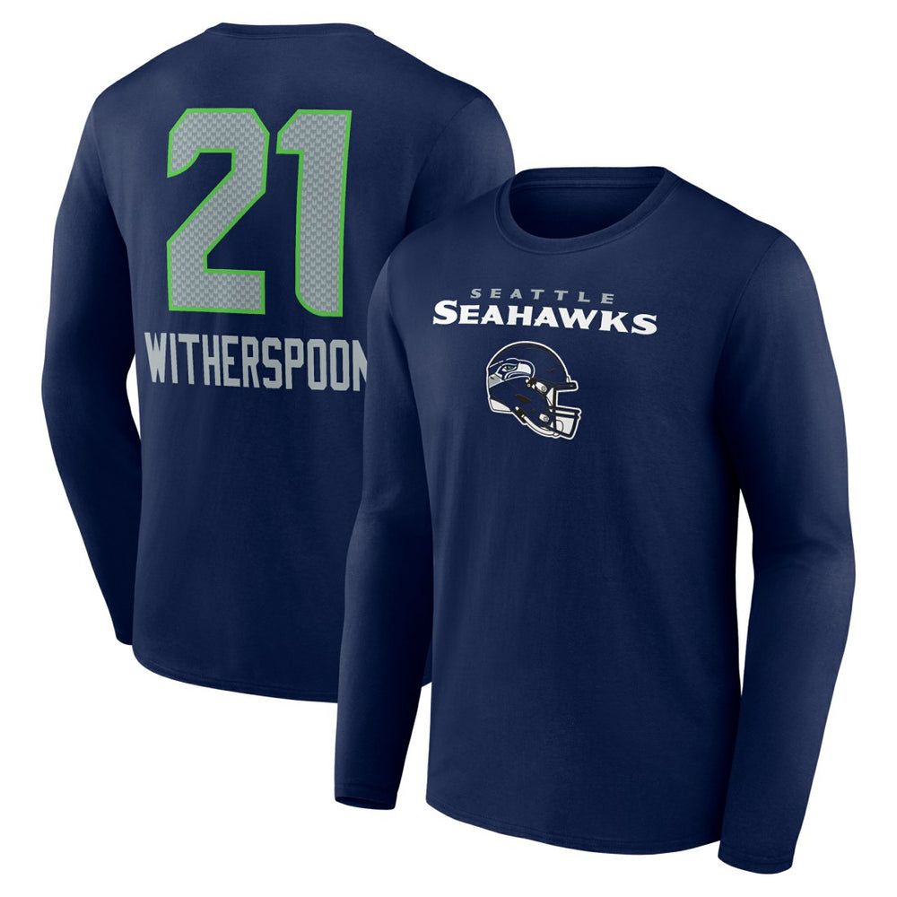 Devon Witherspoon Seattle Seahawks Team Wordmark Player Name & Number Long Sleeve T-Shirt College Navy