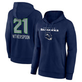 Devon Witherspoon Seattle Seahawks Women's Team Wordmark Player Name & Number Pullover Hoodie College Navy