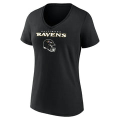 Roquan Smith Baltimore Ravens Women's Team Wordmark Player Name & Number V-Neck T-Shirt Black