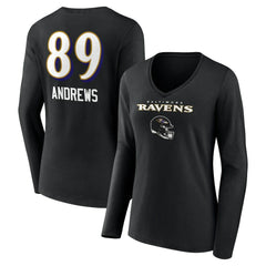 Mark Andrews Baltimore Ravens Women's Team Wordmark Player Name & Number Long Sleeve V-Neck T-Shirt Black